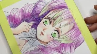 【鬼滅の刃】甘露寺蜜璃イラストメイキング【水彩】[Demon Slayer] Kanroji Mitsuri Illustration Making [Watercolor]