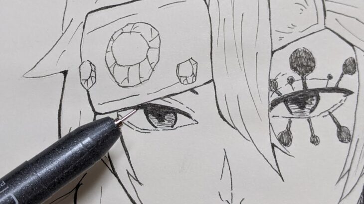 【アナログ】きめつのやいばイラストメイキング/宇髄天元（てんげん）髪下ろしVerを模写して描いてみた！Drawing Tengen Uzui