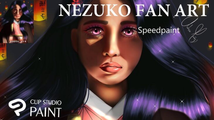 [Speed paint]  Nezuko Fan Art + Photo study