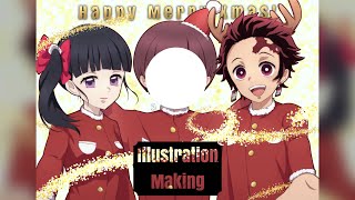 Happy Merry Xmas!!! -鬼滅の刃-【イラストメイキング】【illustration】#shorts