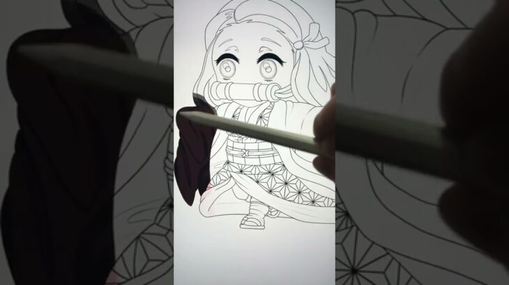 【Demon Slayer】Nezuko Kamado Drawing | 鬼滅の刃 | Color Reveal #shorts