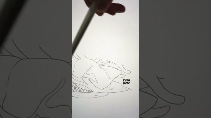 【Demon Slayer】Nezuko Kamado Drawing | 鬼滅の刃 | Sketch to Line Art #shorts