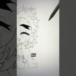 【鬼滅の刃】Rengoku Kyojuro | Demon Slayer | Sketch to Line Art 🔥 #shorts