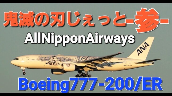 ✈✈RJAA羽田空港 特別塗装機「鬼滅の刃じぇっと -参-」成田の遊覧フライトから羽田にフェリーされました 日空 (All Nippon Airways)Boeing 777-281/ERJA745A