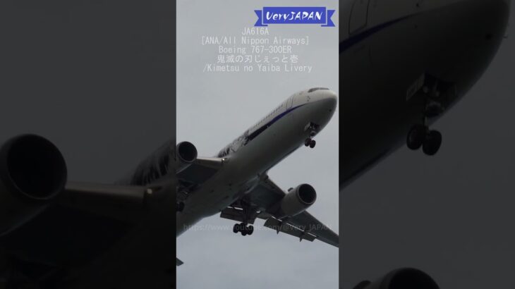 鬼滅の刃ジェット着陸！ANA JA616A Boeing767-300ER  羽田空港 HanedaAirport #shorts