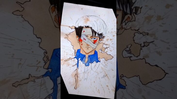 Drawing anime Characters in different styles : Levi Ackerman : Splash paint 🎨 #shorts